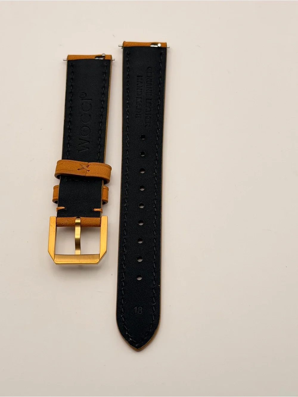 Leather Watch Band, 18mm, New, Brown, Natural leather